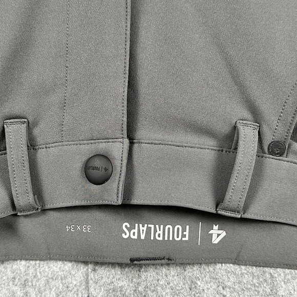 FourLaps Traverse Pants Mens 33x34 Gray Polyester Stretch Flat Front Straight - Picture 6 of 15